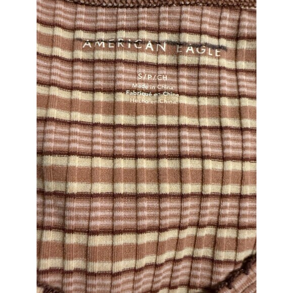 American Eagle Striped Ribbed Top Women’s Size Small Short Sleeve - Picture 3 of 4